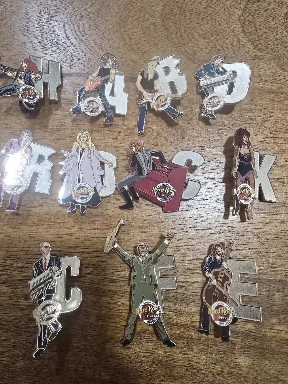 Hard Rock Cafe Multicolor Musician Enamel Pin Set Collectible